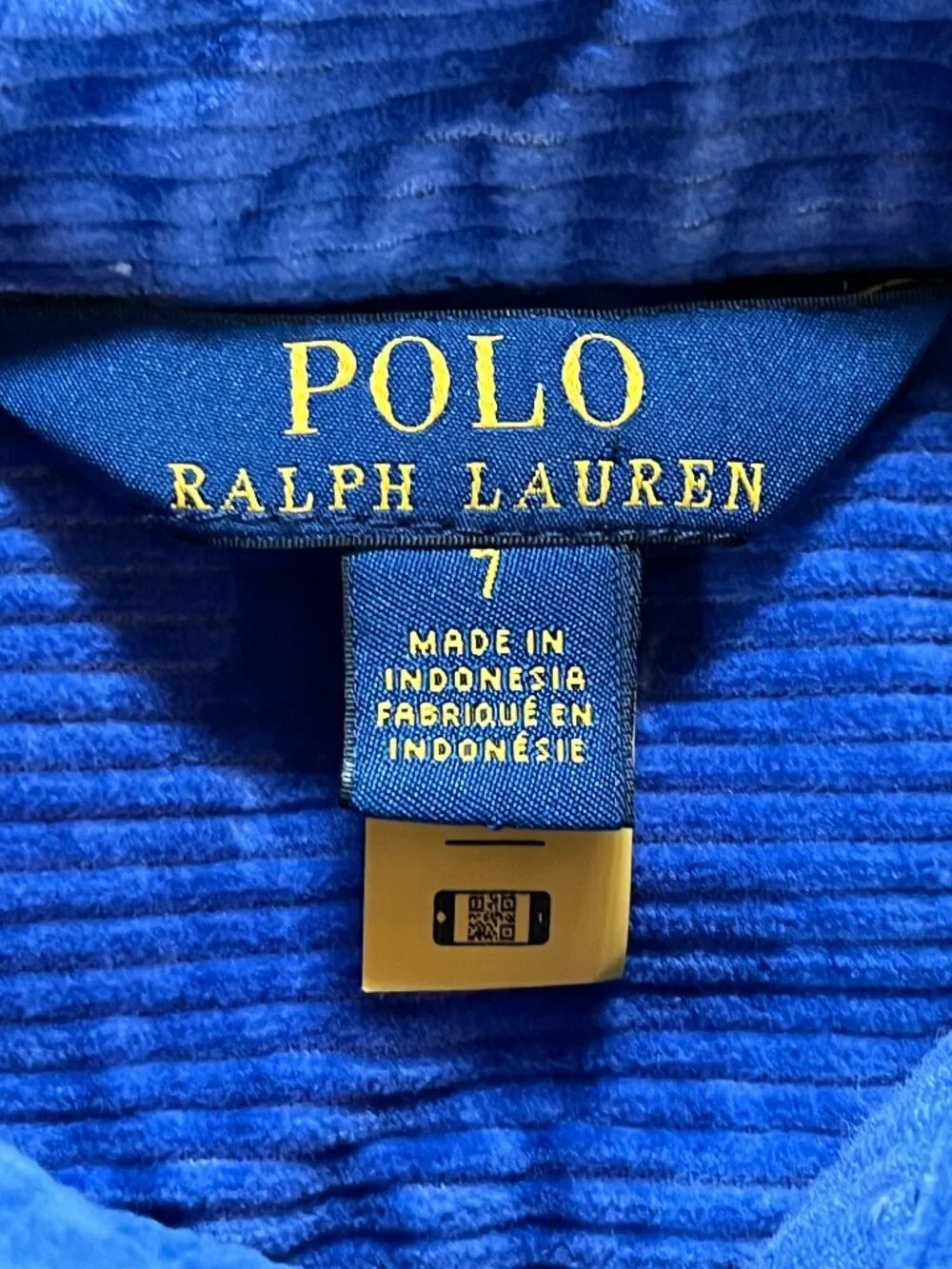Polo Ralph Lauren Girl's Size 7 Wide Wale Corduroy Dress Periwinkle Blue